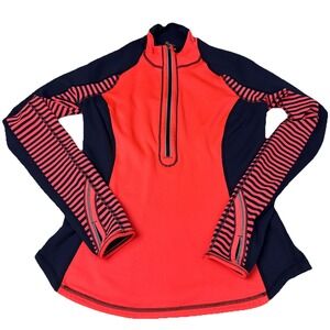 Lululemon Womens Long Sleeve Pink Blue Athletic Top‎ Runner Thumbholes Pocket
